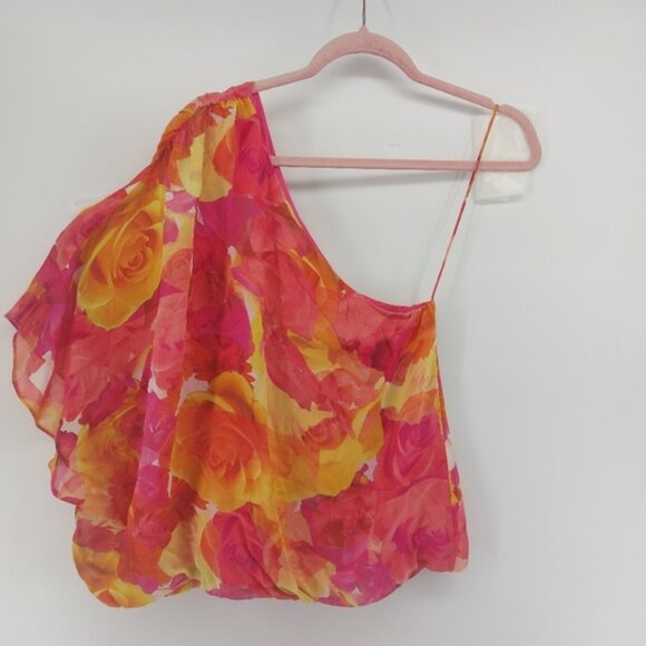 Alice + Olivia Silk Floral one shoulder blouse size xs - Picture 1 of 4